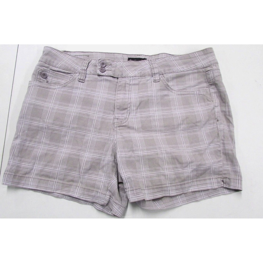 Dual Button Plaid Check Shorts By Royalty; Women's Size 14 Gray